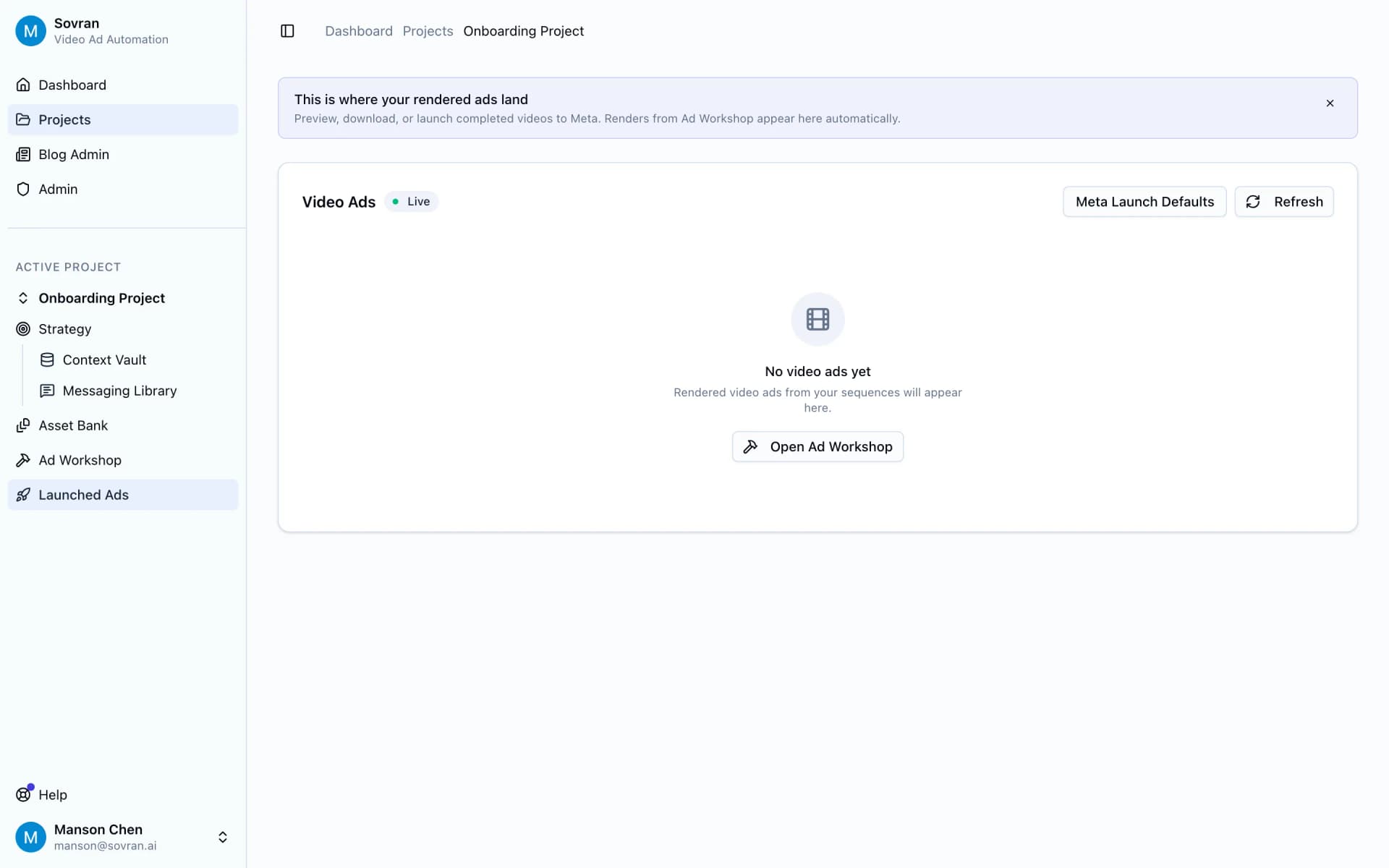 Ad Library with finished script-based variations grouped by angle