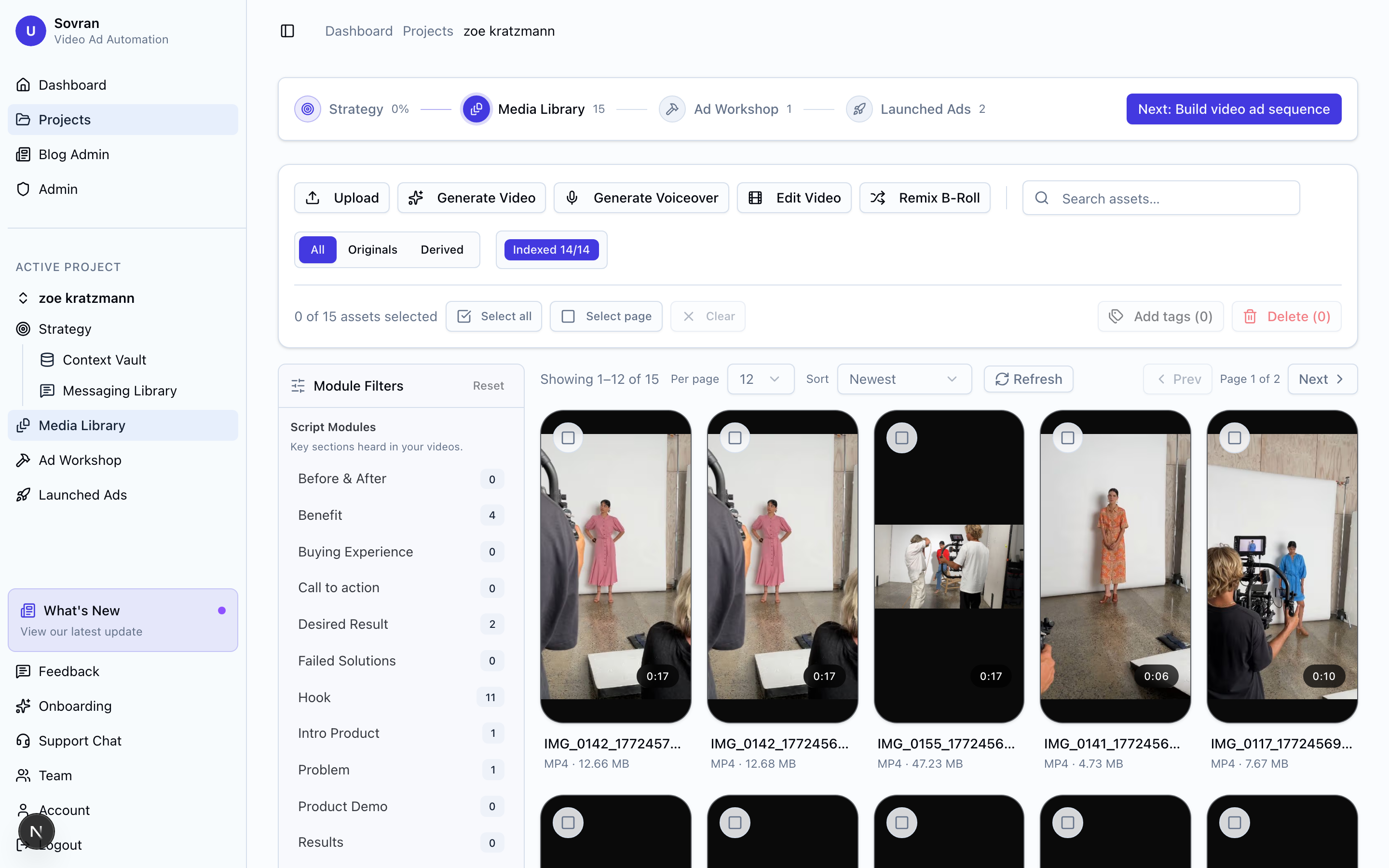 Creative library with module filters